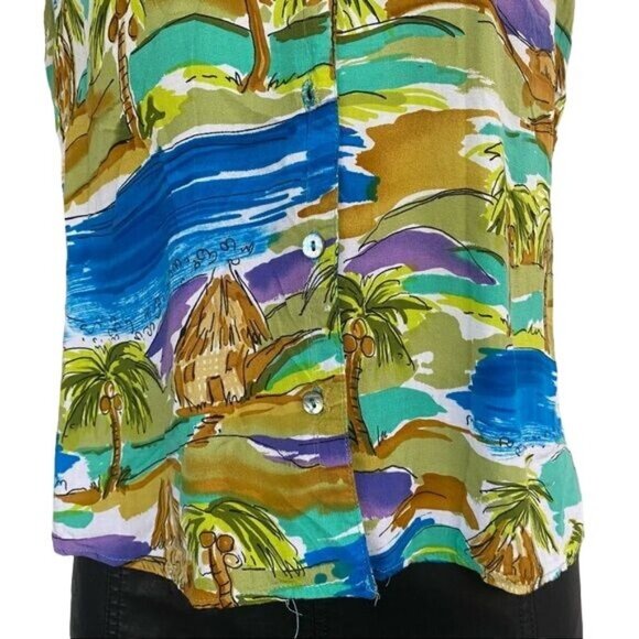 Notations Petite Vintage Island Style Button Down Tank Top Shirt Size S/M - Picture 4 of 11